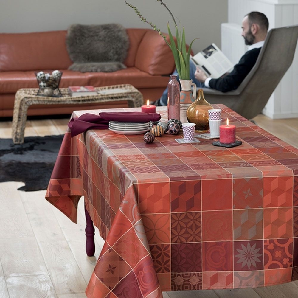 Garnier-Thiebaut Tablecloth Mille Tiles Terracotta - uc Garnier-Thiebaut Tablecloth Mille Tiles Terracotta - uc