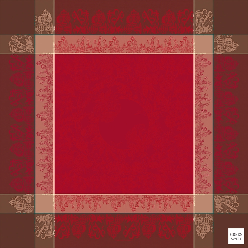 Garnier-Thiebaut Tablecloth - Couronne De Noel Rouge - GS - different sizes Garnier-Thiebaut Tablecloth - Couronne De Noel Rouge - GS - different sizes