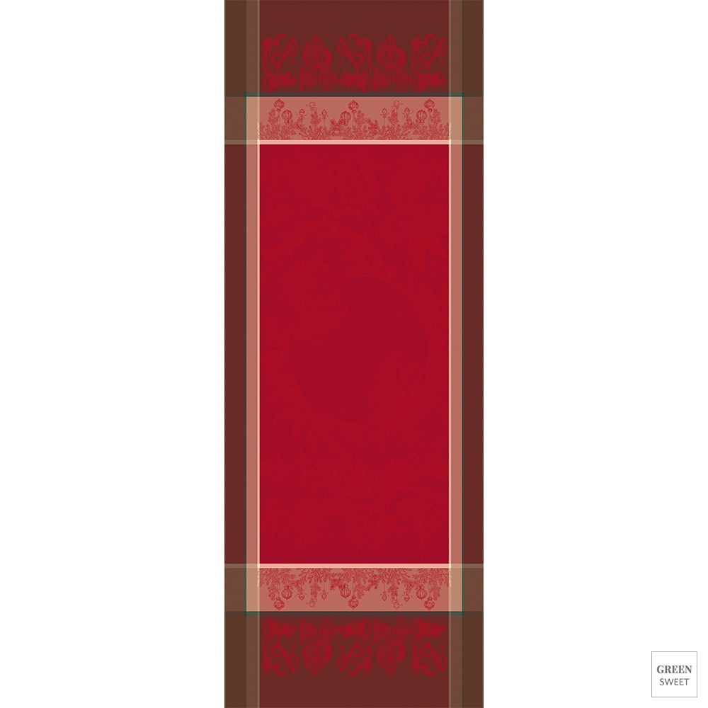 Garnier-Thiebaut Table Runner - Couronne De Noel Rouge - GS Garnier-Thiebaut Table Runner - Couronne De Noel Rouge - GS